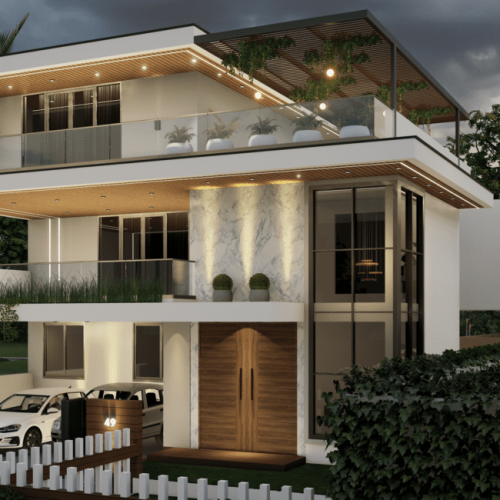 contemporary villa elevation design